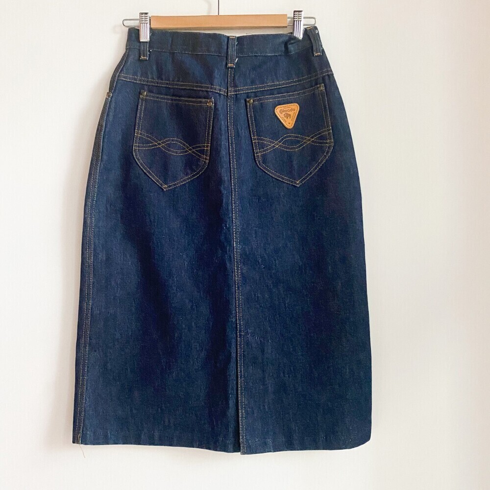 Vintage Colorado Jackets Brand New DArk Wash Stiff Denim Pencil Skirt M - Picture 2 of 5